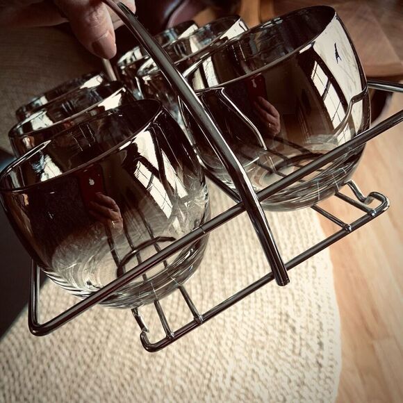 MCM VINTAGE 6 Lowball Glasses with Carrier - Picture 8 of 9